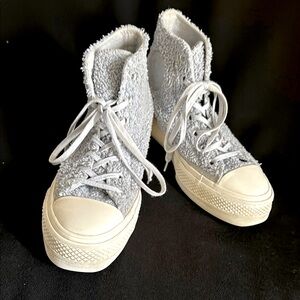 CONVERSE Baby Blue Sherpa High Tops